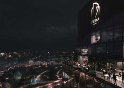 Podia Tower top by night